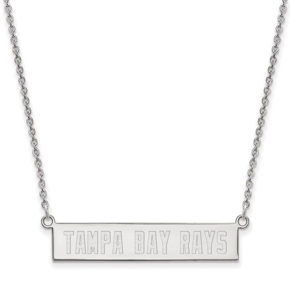 Sterling Silver MLB Tampa Bay Rays Small Bar Necklace, 18 Inch